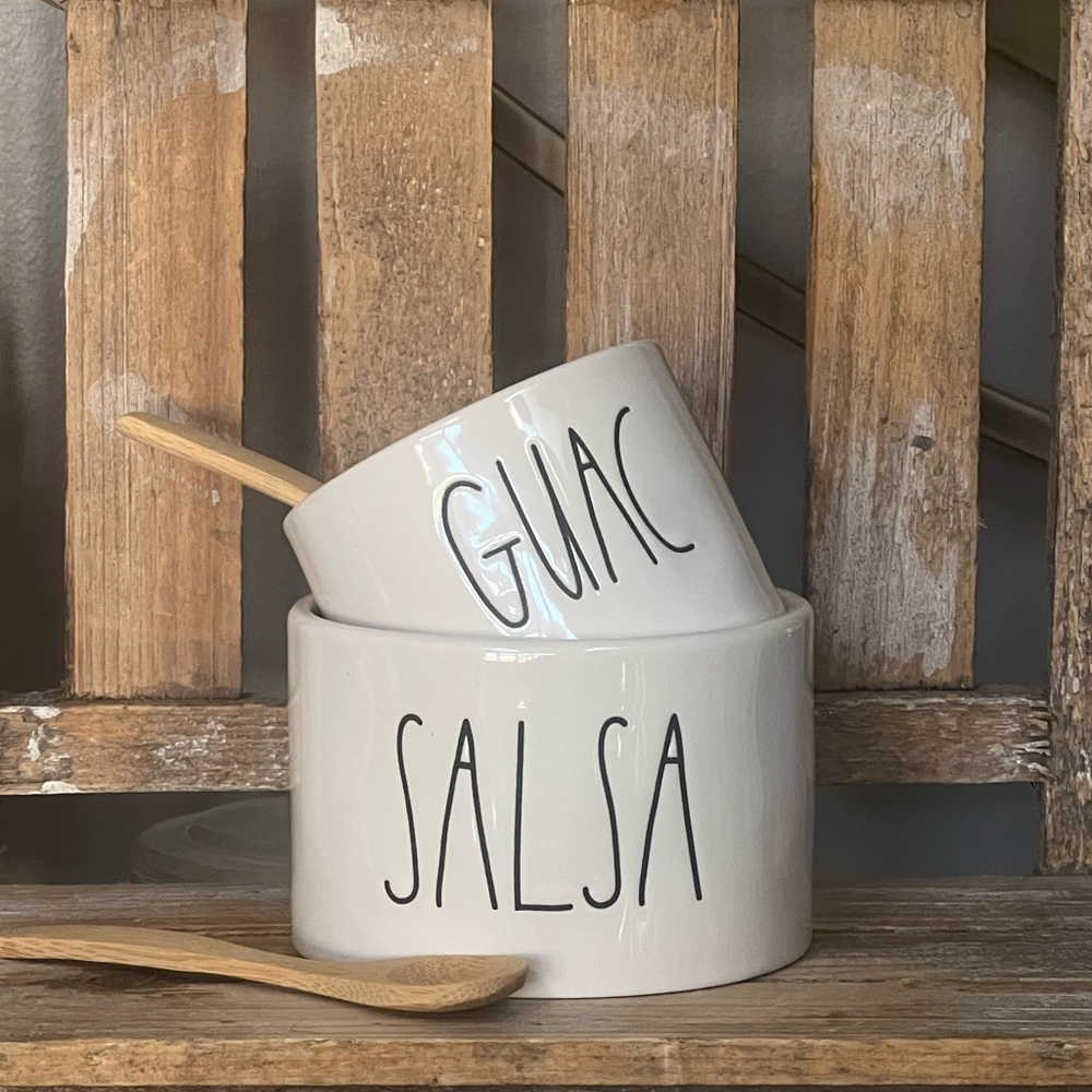 Rae Dunn White Ceramic Guac and Salsa Bowls